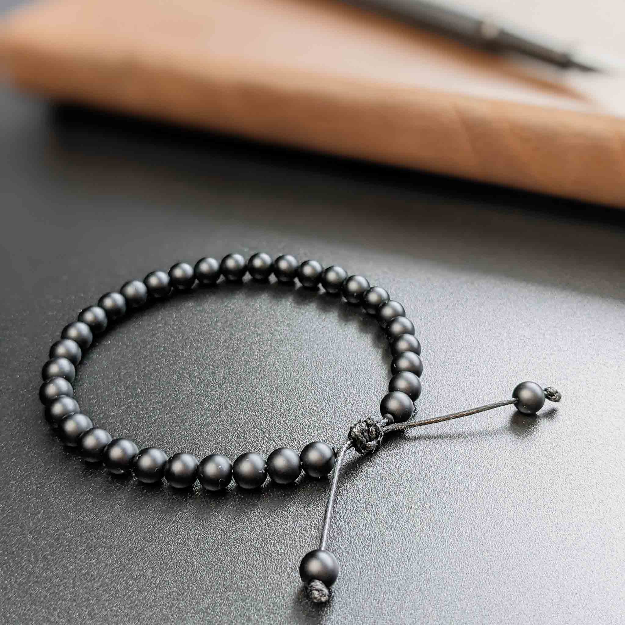 Black bead bracelet with cz, Lava beads bracelet at ₹990 | Azilaa
